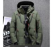 Chaqueta de plumón de nieve para hombre, Parkas informales gruesas y cálidas, abrigos con capucha, cazadora de plumón de pato blanco con múltiples bolsillos, abrigo XS negro