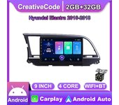 Radio de coche inalámbrica Carplay para Hyundai Elantra 2016-2018 Reproductor de vídeo multimedia Android Navegación GPS WIFI 2+32 GB 1+16GB