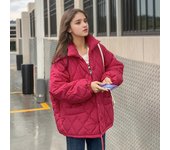 Nuevas mujeres de invierno de algodón Parkas cortas chaquetas con solapa Casual abrigo grueso y cálido prendas de vestir de invierno para mujer chaqueta suelta S blanco