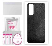 apgo Protective Skin Sticker for the back compatible with Vivo Y72, Wrap Film, Foil, Vinyl - Pattern Black Leather