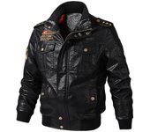 Chaqueta de cuero de talla grande para hombre, chaqueta de cuero PU lavada informal para primavera y otoño, chaqueta de moto de tendencia M