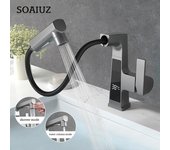 Accesorio de grifería para bañera negra, grifo de baño de agua fría y caliente, grifos mezcladores para lavabo, fregadero montado en cubierta, lavabo negro mate None blanco