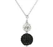 Collar - LOVA LOLA VAN DER KEEN - Cristales Blancos y Negros - Plata de Ley 925 - Largo 42 cm