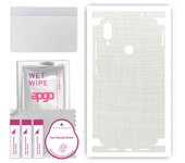 apgo Protective Skin Sticker for the back+sides compatible with Xiaomi Redmi Note 7, Full Wrap Film, Foil, Vinyl - Pattern White Fabric