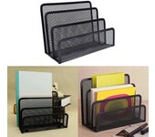 Bandeja organizadora para guardar archivos y papeles de carta de malla negra para escritorio y oficina. 1