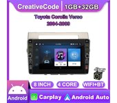 Reproductor de vídeo Multimedia 2 Din Android Radio para coche de 8 pulgadas para Toyota Corolla Verso 2004-2009 con botón perilla WiFi 1 + 32GB 1+32GB