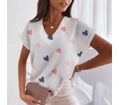 Camiseta Love para mujer, camisetas de manga corta con cuello en V a la moda, ropa de verano para mujer, camisetas Harajuku de ocio, camisetas de tendencia callejera para chicas S