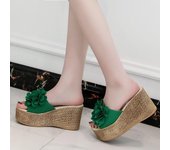 Zapatillas de mujer, zapatos de playa de verano, zapatillas de mujer con plataforma y tacón alto, sandalias para mujer, zapatillas casuales para mujer 362 4 verde
