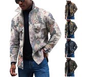 Chaqueta con botones de manga larga estampada informal diaria a la moda para hombre L negro