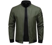 Chaqueta Bomber de Primavera y Verano para Hombre, Moda, Color Sólido, Ajuste Regular, Abrigos Casuales para Hombre, Cuello Alto de Negocios, Ropa de Uso Diario para Hombre M negro
