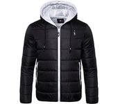Otoño E Invierno Abrigo De Algodón Con Capucha Para Hombres Chaqueta De Abrigo De Algodón De Color Sólido Abrigo De Algodón Hombres XL negro