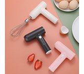 Batidor de huevos eléctrico compacto de mano para hornear y mezclar espuma de leche Vertical egg beater head + milk frothing head negro