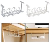 Estante organizador de regleta de enchufes con cable de alambre para colgar en el hogar, sala de estar, estante de almacenamiento adhesivo blanco