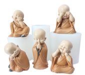 Molde de silicona de monje budista 3D, bricolaje, hecho a mano, forma de monje principiante, arcilla de yeso, fabricación de velas, molde, estatua de Buda, adornos para manualidades