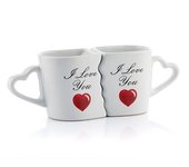 2 Tazas para pareja I Love You tazas de corazón que encajan entre sí