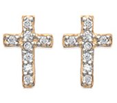 Les Trésors De Lily [K7700] - Pendientes chapados en oro 'Cruz' oro blanco - 8x5 mm oro
