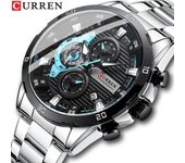 Relojes CURREN de acero inoxidable para hombre, Esfera luminosa de moda creativa con reloj cronógrafo, relojes de pulsera informales para hombre verde
