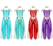 Disfraz de princesa árabe para niñas, disfraz de Halloween, disfraz de fiesta de carnaval, traje de danza del vientre 5-6 Years verde claro