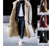 Europa, América, otoño e invierno, abrigo de felpa de gamuza para hombre, chaqueta integrada de piel, estilo cálido para hombre S negro