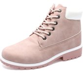 Botines para mujer Otoño 2024 Botas de moto Zapatos de plataforma de tacón grueso Botas de mujer Botas cortas de moda con punta redonda y sin cordones 36 blanco
