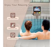 Soporte para teléfono 3 en 1 con portavasos, ajustable, para spas al aire libre, jacuzzis, piscinas inflables, soporte para teléfono, soporte para bebidas, bandeja de serpiente, mesa, accesorio para piscina gris