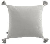Coussin déhoussable avec pompons  Gaïa  40 x 40 cm  Gaze de Coton  - Gaïa Nuage