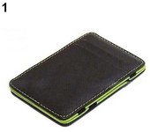 Cartera delgada con clip para dinero y tarjeta de crédito mágica de piel sintética a la moda para hombre verde