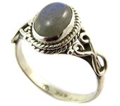 Anillo de plata labradorita 'Heaven' - 10x8mm 52 gris