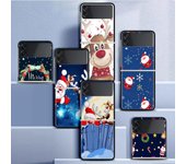 Funda rígida para Samsung Galaxy Z Flip 3 4 5G, color negro, carcasa de PC para teléfono Z Flip4, carcasa segmentada de lujo con dibujos animados navideños. Samsung Z Flip 3 5G