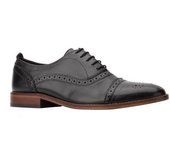 Base London Zapatos brogue de cuero con cordones encerados moldeados para hombre 8 UK negro