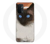 Coque pour Oppo A74 5G Siamois Noir et blanc Yeux Bleus