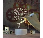 Tablero de mensajes con luz LED y soporte para bolígrafo de borrado en seco de acrílico, tablero de notas de escritorio con USB, lámpara de noche reutilizable USA