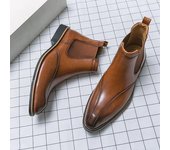 Botas de vestir elegantes de moda para hombre, color marrón, zapatos de cuero de caña alta, botas Chelsea de lujo para otoño e invierno, botas para hombre 38