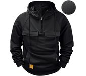 Sudadera Juvenil con Capucha de Otoño e Invierno para Hombre Chaqueta Informal de Color Sólido con Vestido para Hombre XXXL negro