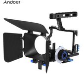C500 Cámara de aleación de aluminio Videocámara Video Cage Rig Kit Sistema de producción de películas con varilla de 15 mm naranja