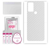 apgo Protective Skin Sticker for the back compatible with Motorola Moto G Play 2022, Wrap Film, Foil, Vinyl - Pattern Transparent Carbon