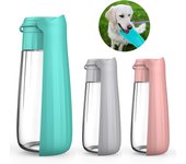 Dispensador portátil de botellas de agua para perros pequeños y grandes, cuencos plegables para caminar al aire libre, suministros para Labrador Golden Retriever y Bulldog Francés 550ml color rosa