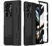 Funda de cuero con soporte y bisagra aplanadora para Samsung Galaxy Z Fold 6, 5, 4 y 3 con vidrio templado, Z Fold5 y Fold6. For Galaxy Z Fold 3&Only Phone Case