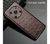 Funda de piel de vacuno con estampado de avestruz para Honor Magic 4 Pro, protección total Honor Magic 3 Pro rojo