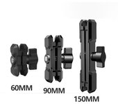 Brazo de extensión de doble enchufe de aluminio, adaptador de base de cabeza esférica de 1 pulgada para accesorios GoPro, soporte para bicicleta y motocicleta Insta360