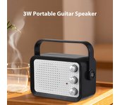 Mini amplificador de guitarra, altavoz de guitarra portátil de 3W, CC de 9V, reproducción de MP3, salida de auriculares estéreo, ligero negro