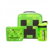 Minecraft Childrens/Kids Creeper Bolsa de almuerzo y juego de botellas One Size verde