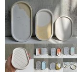 Bandeja DIY de silicona, molde de placa elíptica Rectangular, Base de macetero de almacenamiento, Moldes de resina de yeso, 1 ud. Oval-B blanco