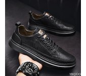 Zapatos de piel auténtica 2024, zapatillas deportivas para hombre, zapatos casuales con cordones, mocasines de lujo para hombre, tenis masculinos, zapatos para conducir al aire libre. 39 negro