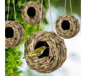 Nido de pájaros, hierba Natural colgante, forma de bola tejida a mano, superficie rugosa, descanso, gran espacio, casa nido de colibrí, suministros para pájaros verde