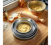 Juego de moldes para tartas y galletas de acero inoxidable: Molde para mousse redondo, cortador de bolas de masa hervida, molde para donas para hornear