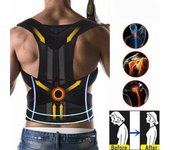 Corrector de postura negro Cinturón de espalda ajustable Corrector de terapia de seguridad deportiva Unisex XXXL