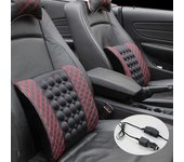 Cojín de almohada Lumbar con soporte para asiento de coche, cintura suave, masaje eléctrico ajustable blanco negro