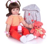 KEIUMI-muñecas de tela para bebés recién nacidos realistas de 60 CM, cuerpo coleccionable de princesa, juguete para recién nacidos, muñecas para niños pequeños, regalos de cumpleaños y Navidad 24 inch marrón