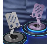 Soporte de metal para teléfono móvil y tableta con rotación de 360°, antideslizante, plegable, portátil, para escritorio A3